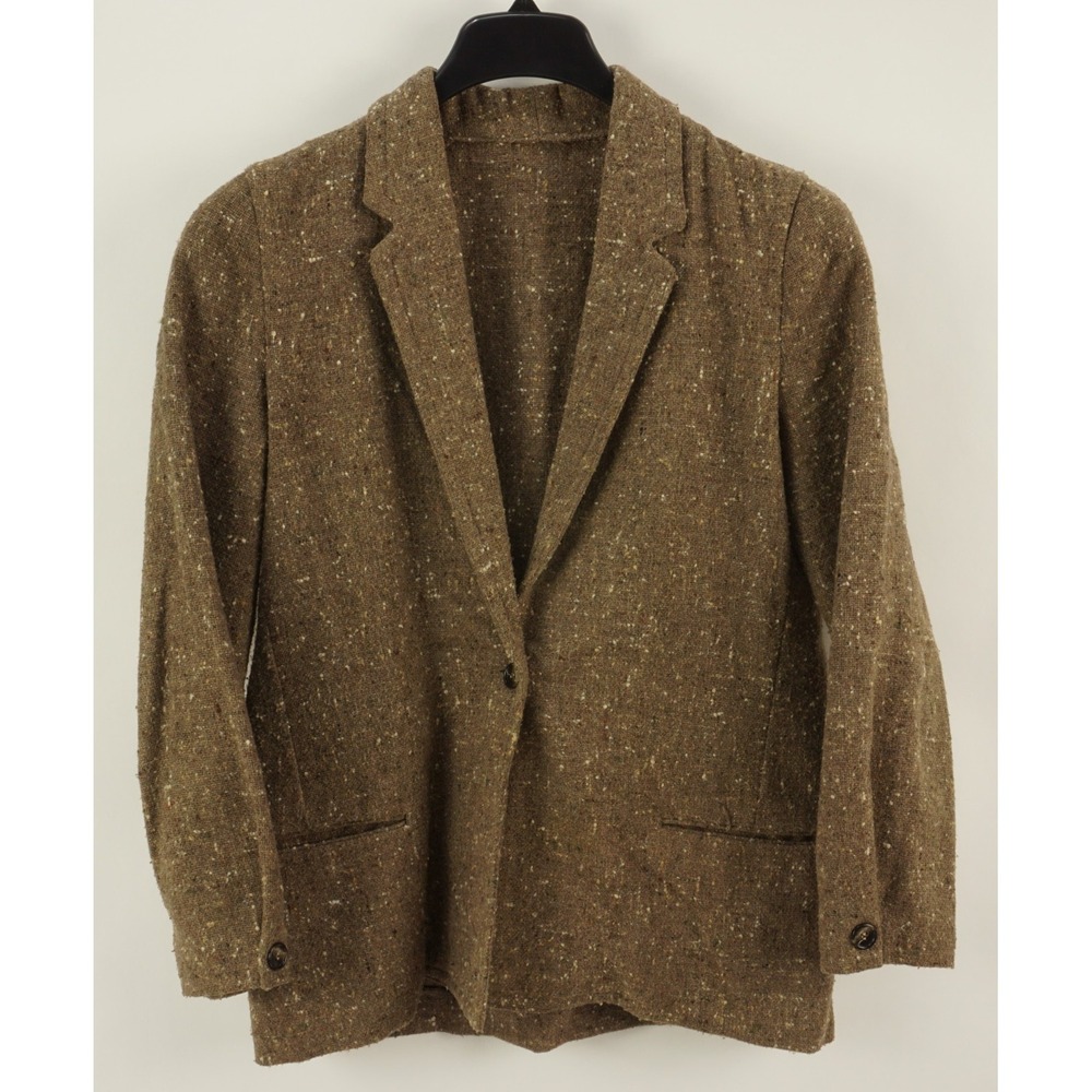 Vintage Casablanca Tweed Unstructured Jacket Women's Size 10 Brown White Wool